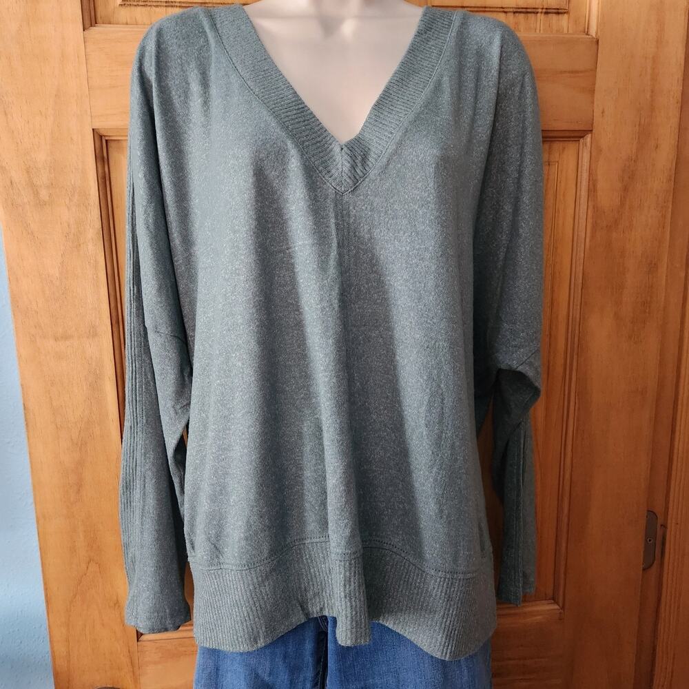 Buffalo David Bitton Sweater Women's 2X Olive Green Light V-Neck Pullover